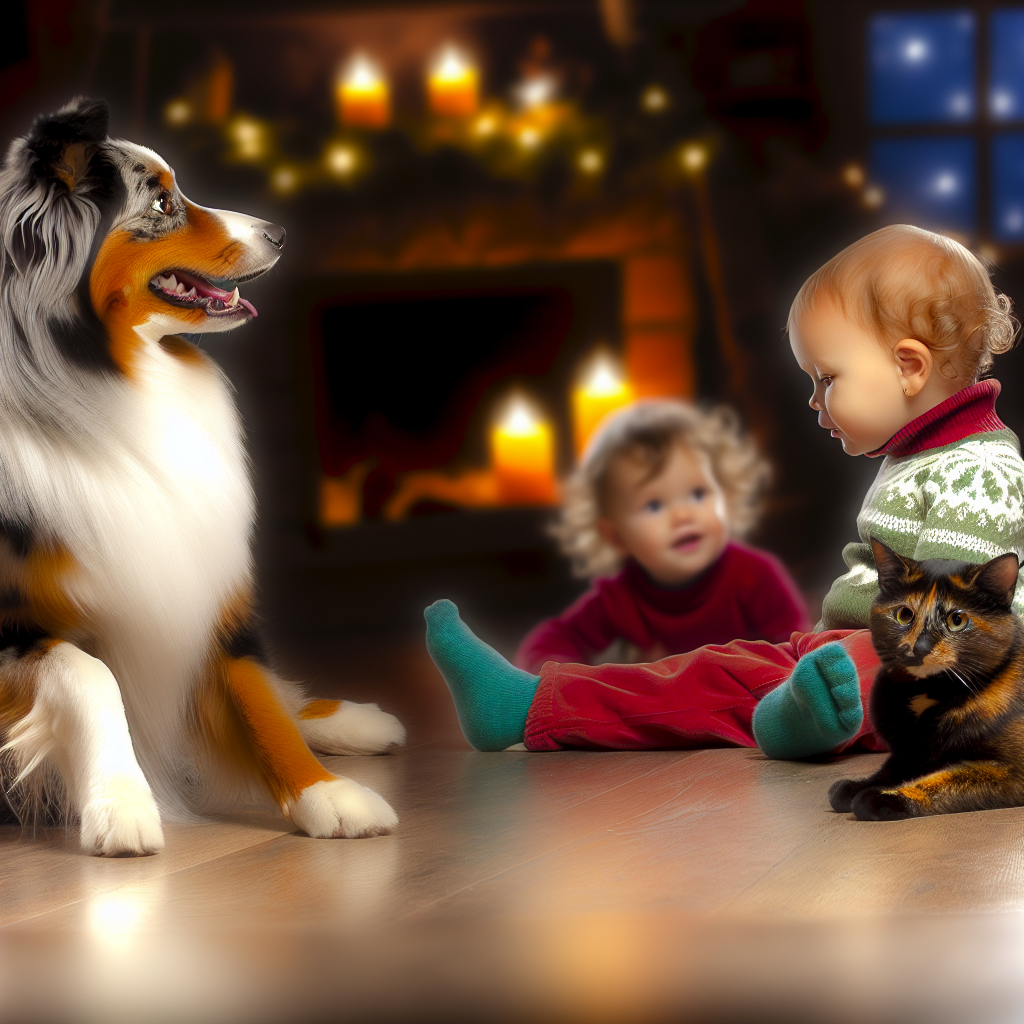 “Furry Friends: Shepherd & Cat Adore Toddler Pal”